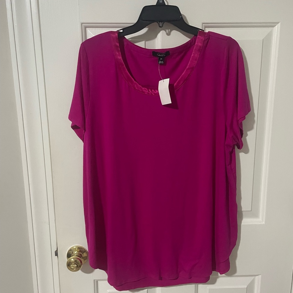 3x raspberry top stretchy nwt